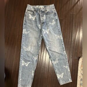 PacSun Blue Butterfly Print Women's Jeans ultra high rise slim 25